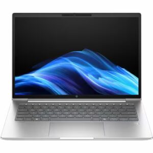 Portátil plateado con pantalla vibrante